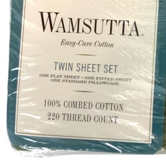 Wamsutta Twin Sheet Set Army Green Easy Care Combed Cotton 220 Thread Count - Picture 3 of 4